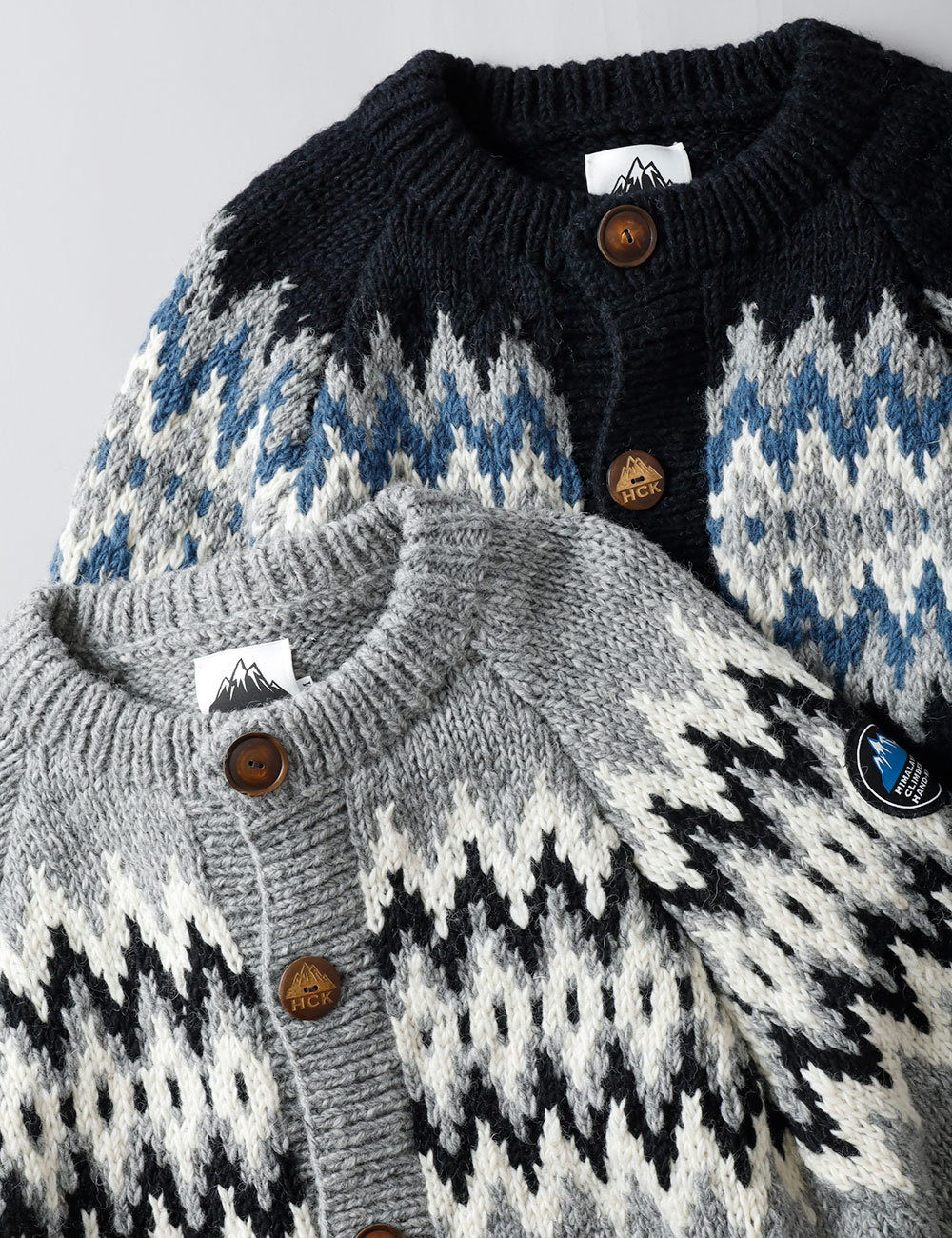 【20%OFF！ファミリーセール！】HIMALAYAN CLIMBER'S HAND-KNIT（ヒマラヤン クライマーズ ハンドニット）ジャガ－ド柄 クル－カ－ディガン