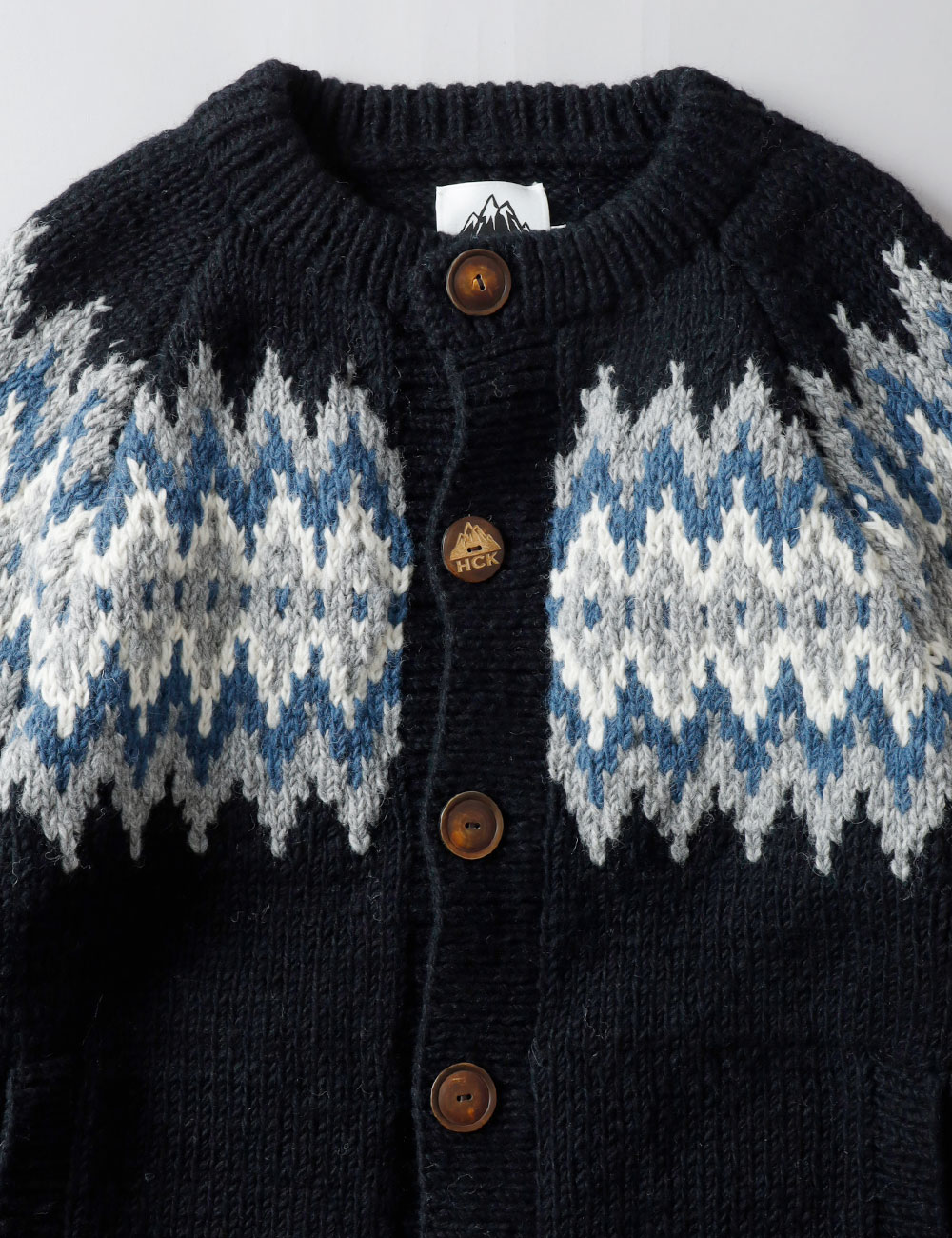 【20%OFF！ファミリーセール！】HIMALAYAN CLIMBER'S HAND-KNIT（ヒマラヤン クライマーズ ハンドニット）ジャガ－ド柄 クル－カ－ディガン