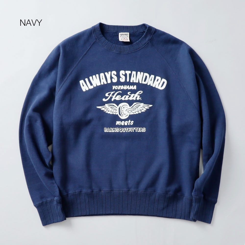 <10%OFF！ファミリーSALE！>◆BARNS × HEATH（バーンズ×ヒース）別注 針抜きクルースウェット”FLYING WHEEL”