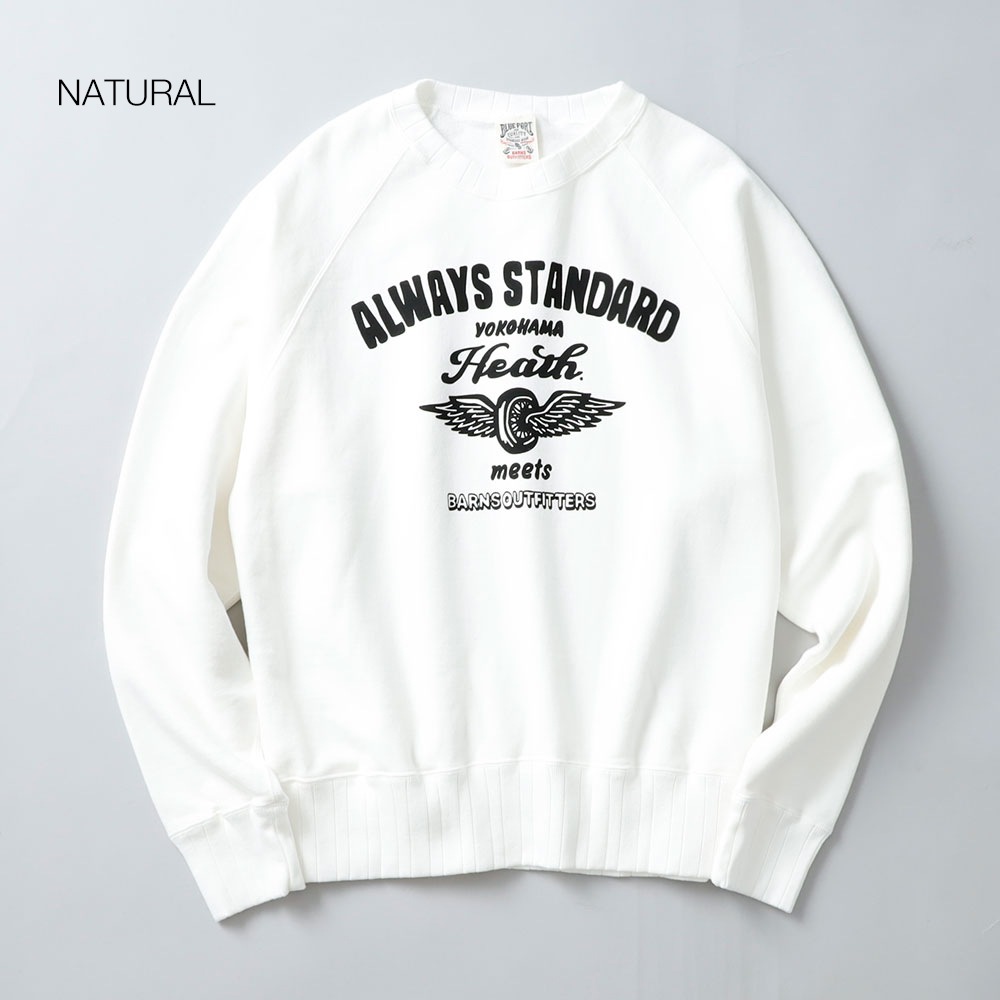 <10%OFF！ファミリーSALE！>◆BARNS × HEATH（バーンズ×ヒース）別注 針抜きクルースウェット”FLYING WHEEL”