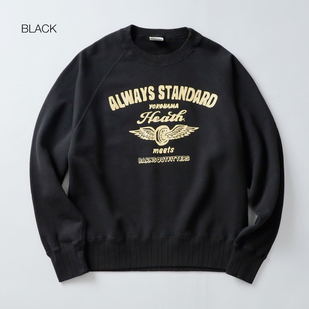 <10%OFF！ファミリーSALE！>◆BARNS × HEATH（バーンズ×ヒース）別注 針抜きクルースウェット”FLYING WHEEL”