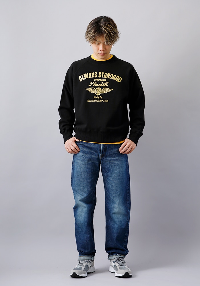 <10%OFF！ファミリーSALE！>◆BARNS × HEATH（バーンズ×ヒース）別注 針抜きクルースウェット”FLYING WHEEL”