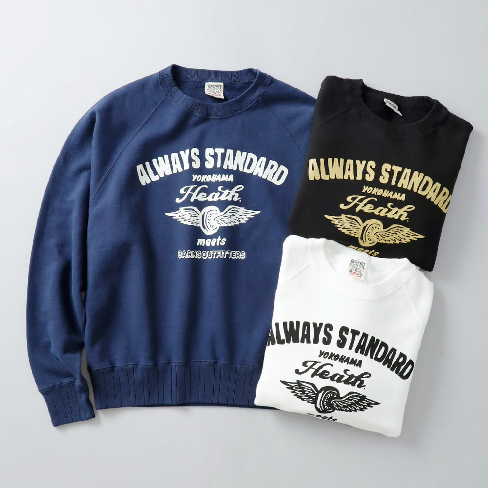 <10%OFF！ファミリーSALE！>◆BARNS × HEATH（バーンズ×ヒース）別注 針抜きクルースウェット”FLYING WHEEL”