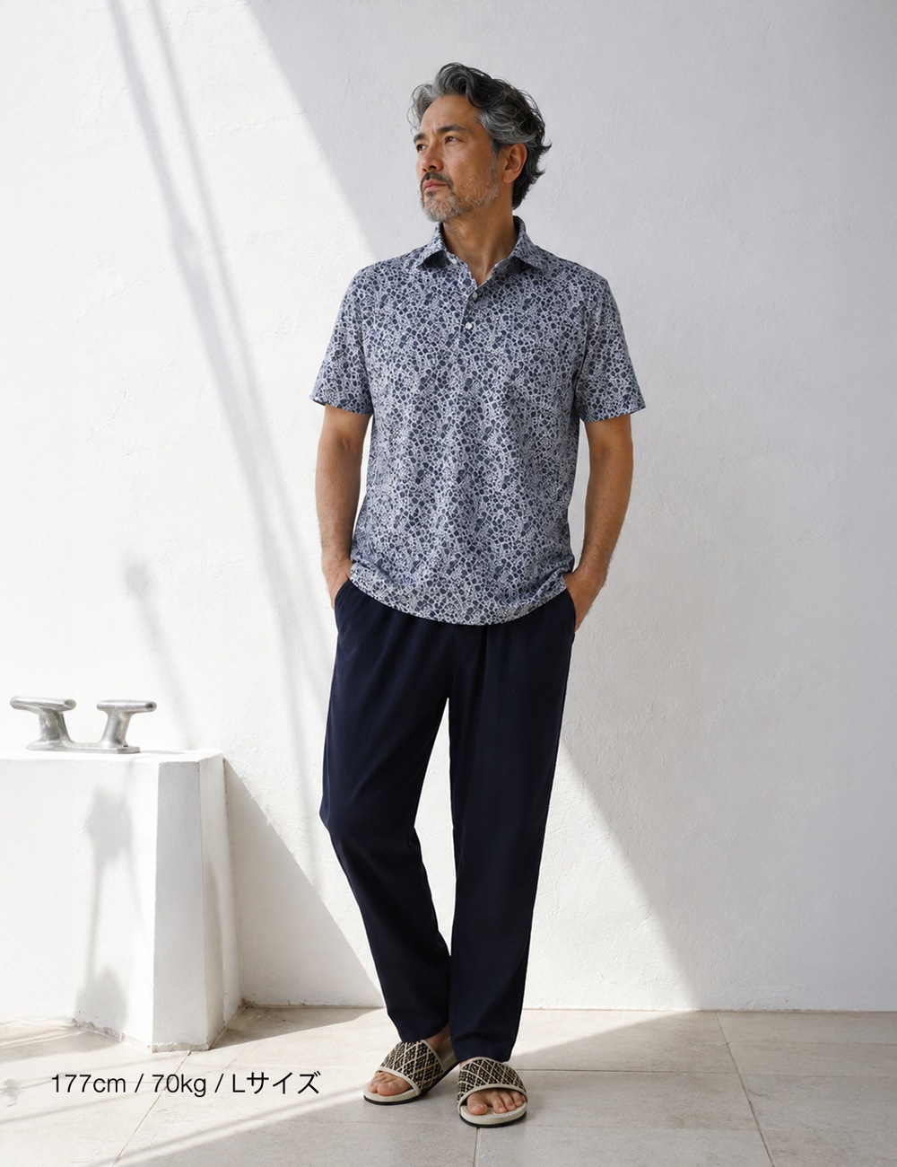BLUEPORT（ブルーポート）FLOWER PRINT POLO SHIRT