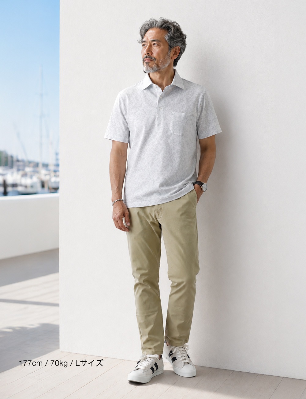 BLUEPORT（ブルーポート）FLOWER PRINT POLO SHIRT