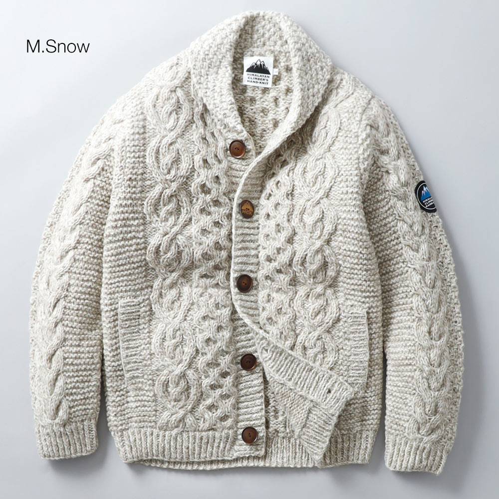 HIMALAYAN CLIMBER'S HAND-KNIT(ヒマラヤン クライマーズ ハンドニット)カラー別注 ショールカラーカーディガン