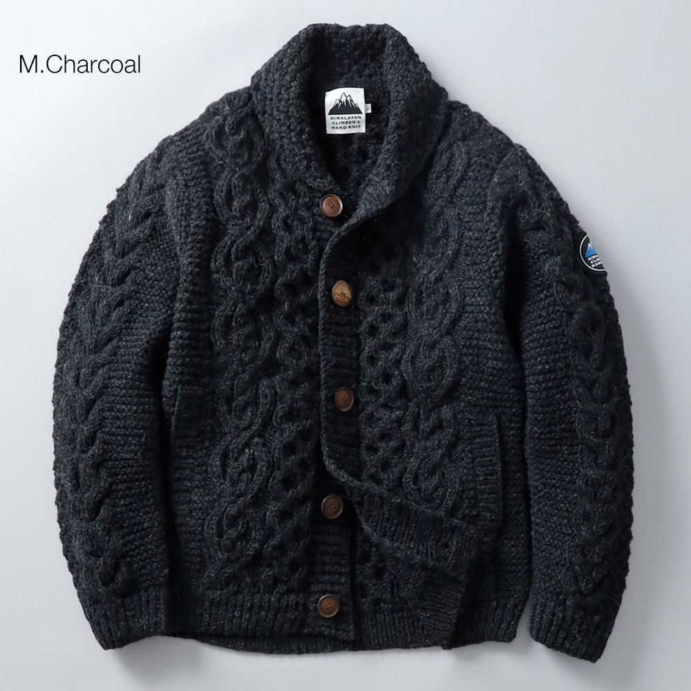 HIMALAYAN CLIMBER'S HAND-KNIT(ヒマラヤン クライマーズ ハンドニット)カラー別注 ショールカラーカーディガン