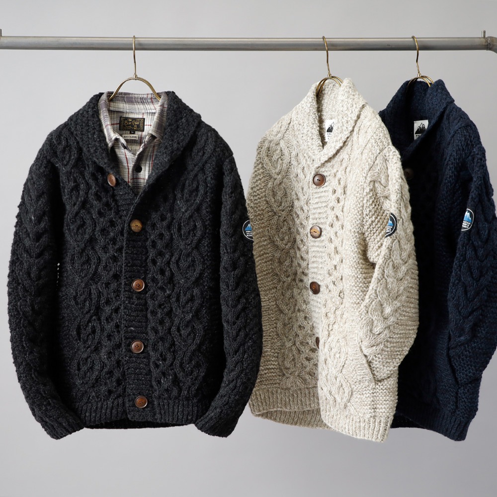 HIMALAYAN CLIMBER'S HAND-KNIT(ヒマラヤン クライマーズ ハンドニット)カラー別注 ショールカラーカーディガン