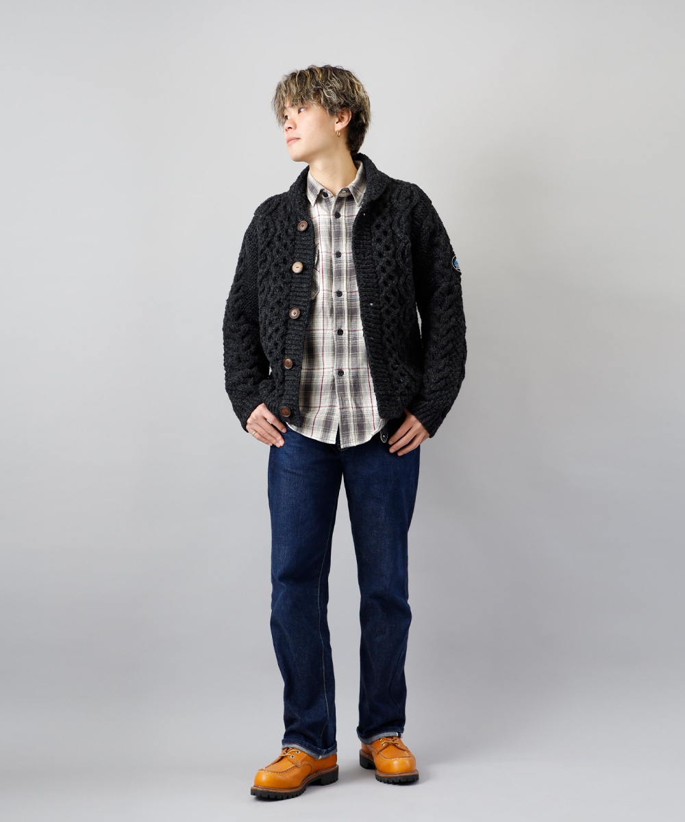 HIMALAYAN CLIMBER'S HAND-KNIT(ヒマラヤン クライマーズ ハンドニット)カラー別注 ショールカラーカーディガン