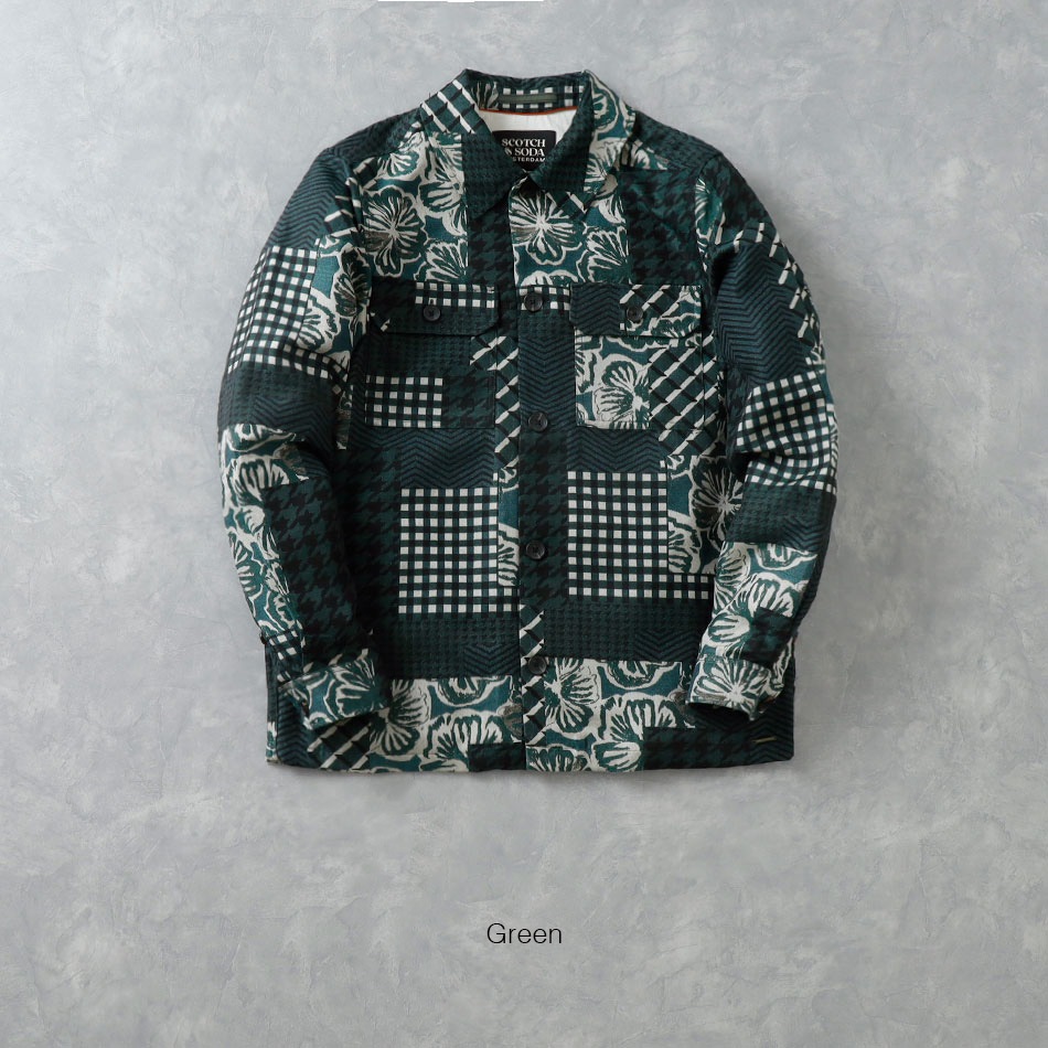 【SCOTCH&SODA】JACQUARD PATCH WORK SHIRTジャカード パッチワークシャツ