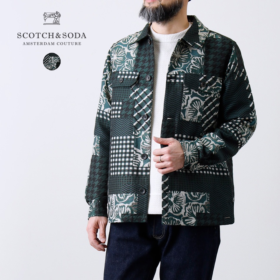 【SCOTCH&SODA】JACQUARD PATCH WORK SHIRTジャカード パッチワークシャツ