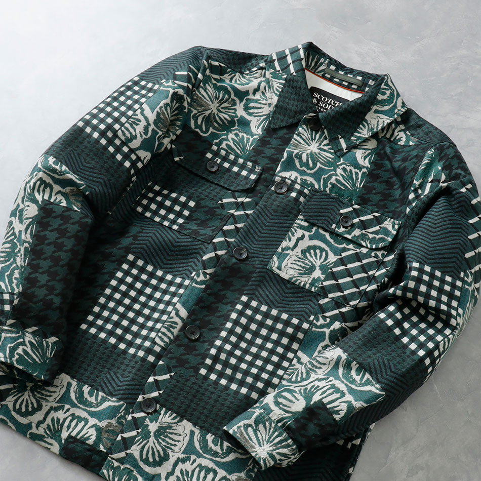 【SCOTCH&SODA】JACQUARD PATCH WORK SHIRTジャカード パッチワークシャツ