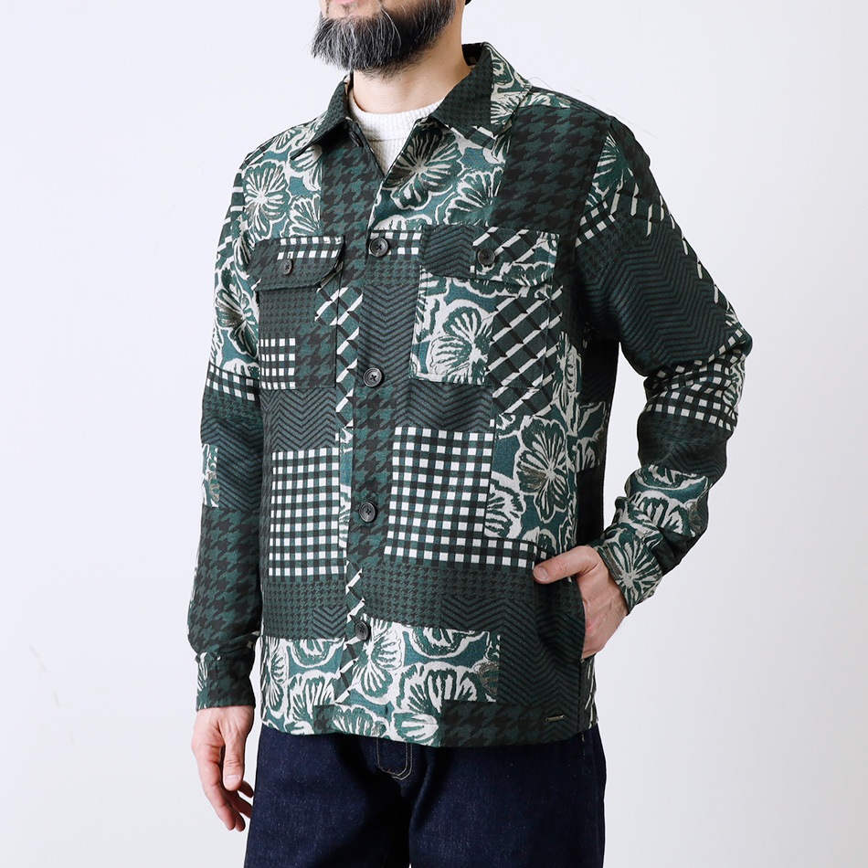 【SCOTCH&SODA】JACQUARD PATCH WORK SHIRTジャカード パッチワークシャツ