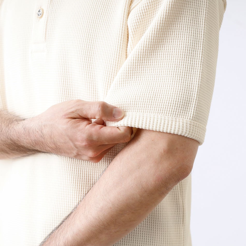 <10%OFF！ファミリーSALE！>◆【BLUEPORT】HENLY NECK THERMAL S/S 日本製 半袖 