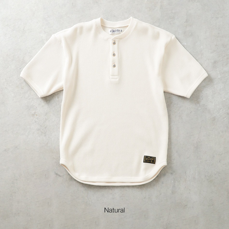 <10%OFF！ファミリーSALE！>◆【BLUEPORT】HENLY NECK THERMAL S/S 日本製 半袖 