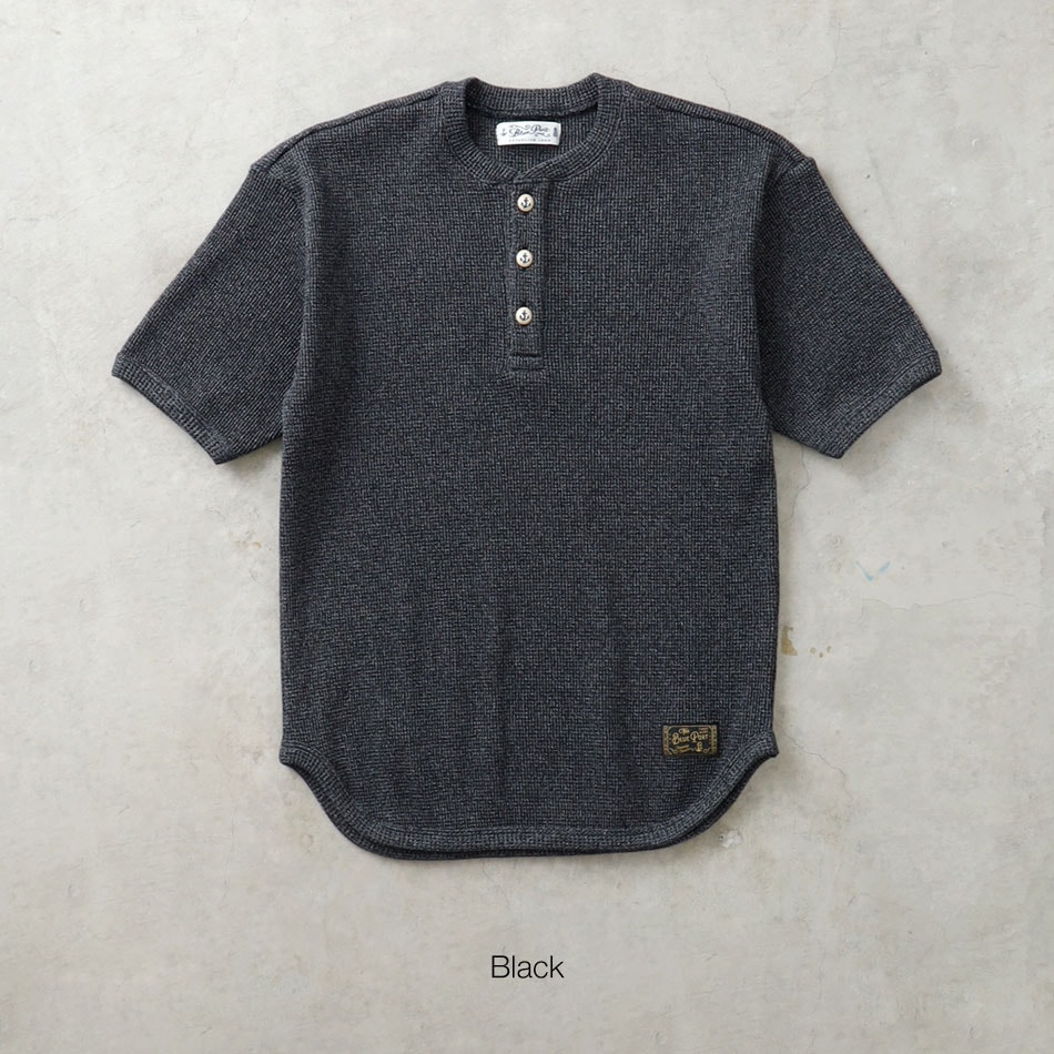 <10%OFF！ファミリーSALE！>◆【BLUEPORT】HENLY NECK THERMAL S/S 日本製 半袖 