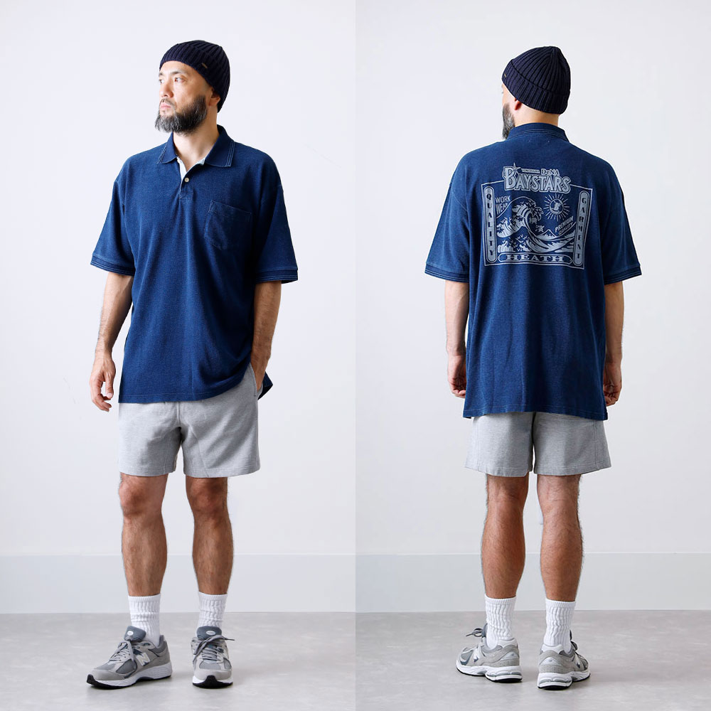 <半額！ファミリーSALE！>◆【HEATH】横浜DeNAベイスターズ公認ライセンス インディゴポケットポロシャツ