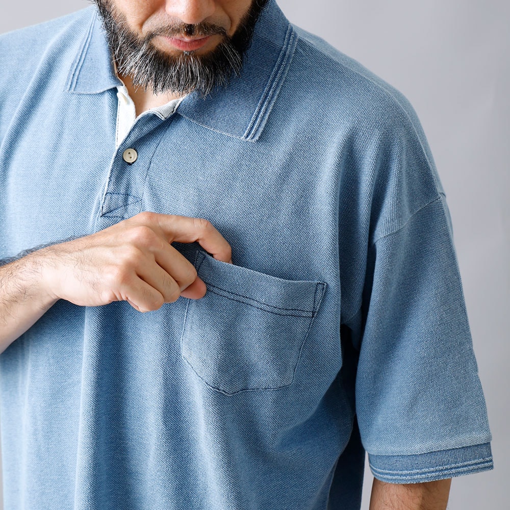 <半額！ファミリーSALE！>◆【HEATH】横浜DeNAベイスターズ公認ライセンス インディゴポケットポロシャツ