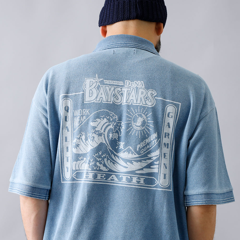 <半額！ファミリーSALE！>◆【HEATH】横浜DeNAベイスターズ公認ライセンス インディゴポケットポロシャツ