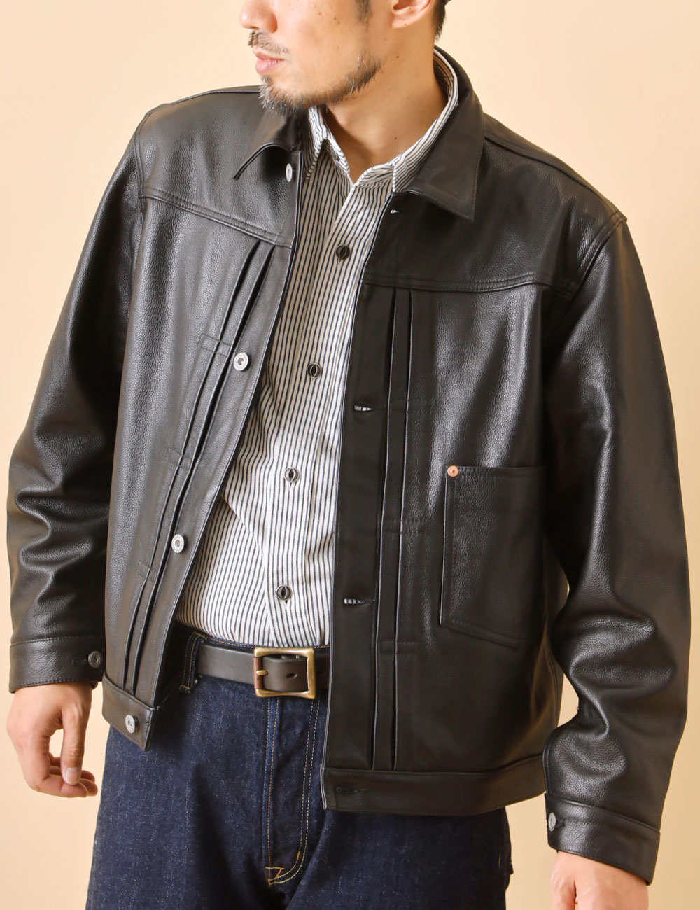 HOUSTON｜Cow Leather Trucker Jacket 