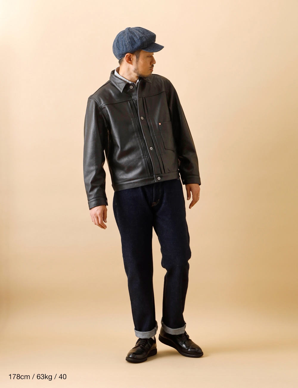 HOUSTON｜Cow Leather Trucker Jacket 
