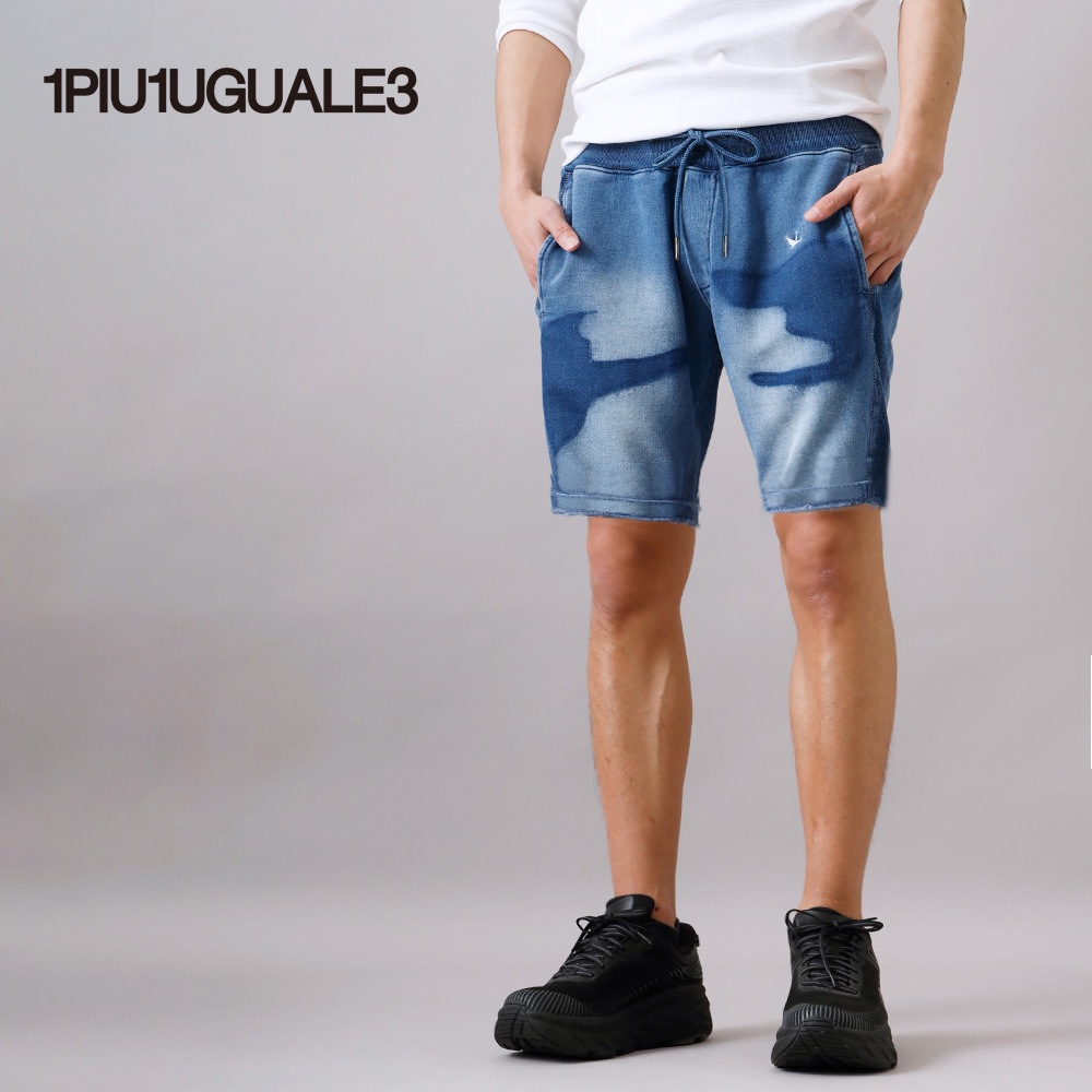 1PIU1UGUALE3 RELAX（ウノピゥウノウグァーレトレ リラックス） カモ柄ジョグデニムショーツ