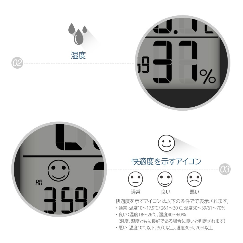 多機能シンプル温湿度計 HT-1
