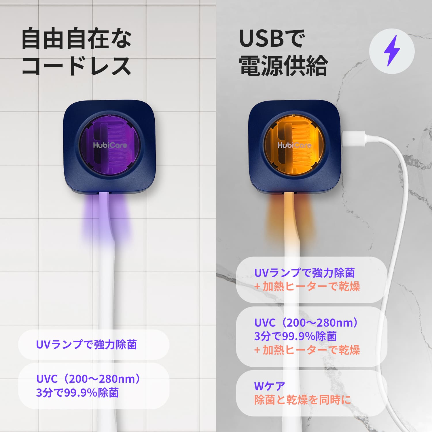 ポータブル歯ブラシ除菌器 HTS-850