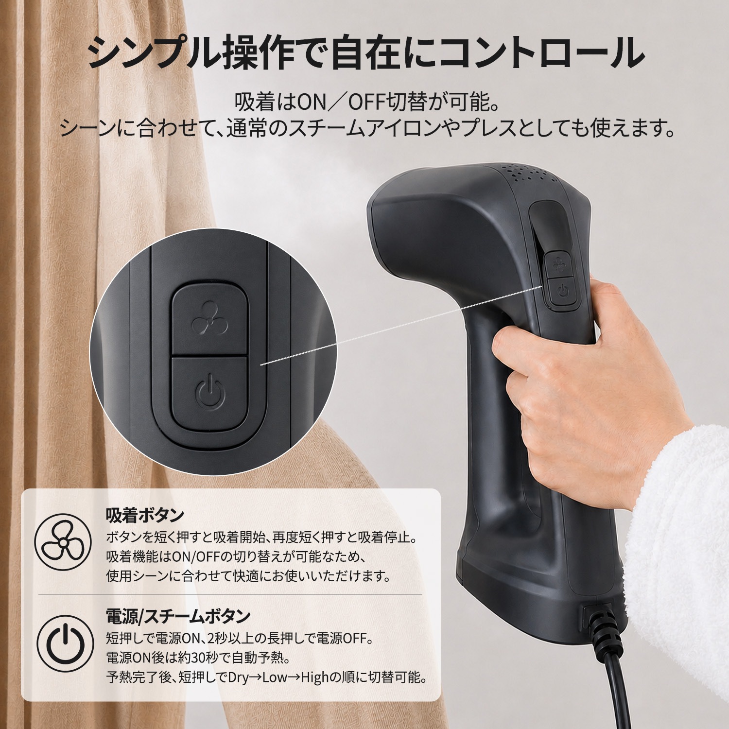 吸着式スチームアイロン