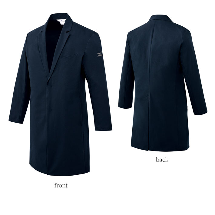 ミズノ ドクターコート MZ-0309 メンズ 男性用 医療用 白衣 医師 看護師 獣医師 歯科医院 動物病院 S/M/L/2L/3L ネイビー紺/ブラック黒