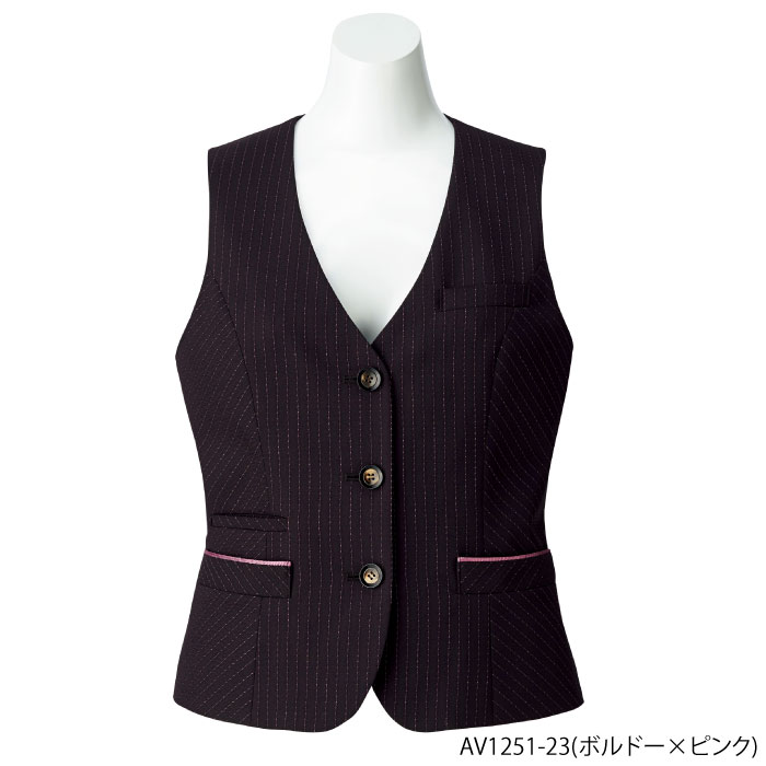 事務服 ベスト ストライプ柄(AV1251)