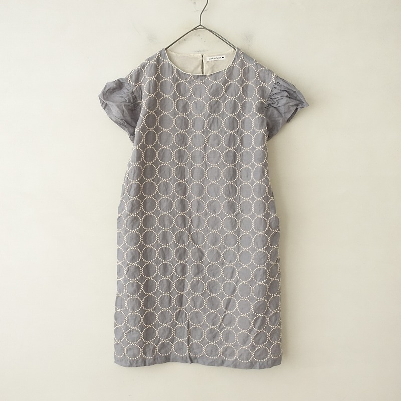 （美品）ミナペルホネン ワンピース 40 定価7.1万】ミナペルホネン mina perhonen tambourine 刺繍