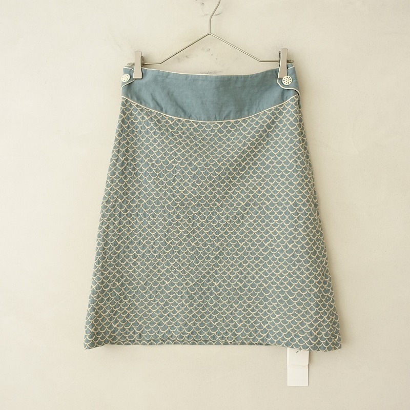 美品 ミナペルホネン plover 刺繍 リネン スカート 36 ブルー 青 麻 京都店4周年記念復刻/定価3.5万】ミナペルホネン mina perhonen