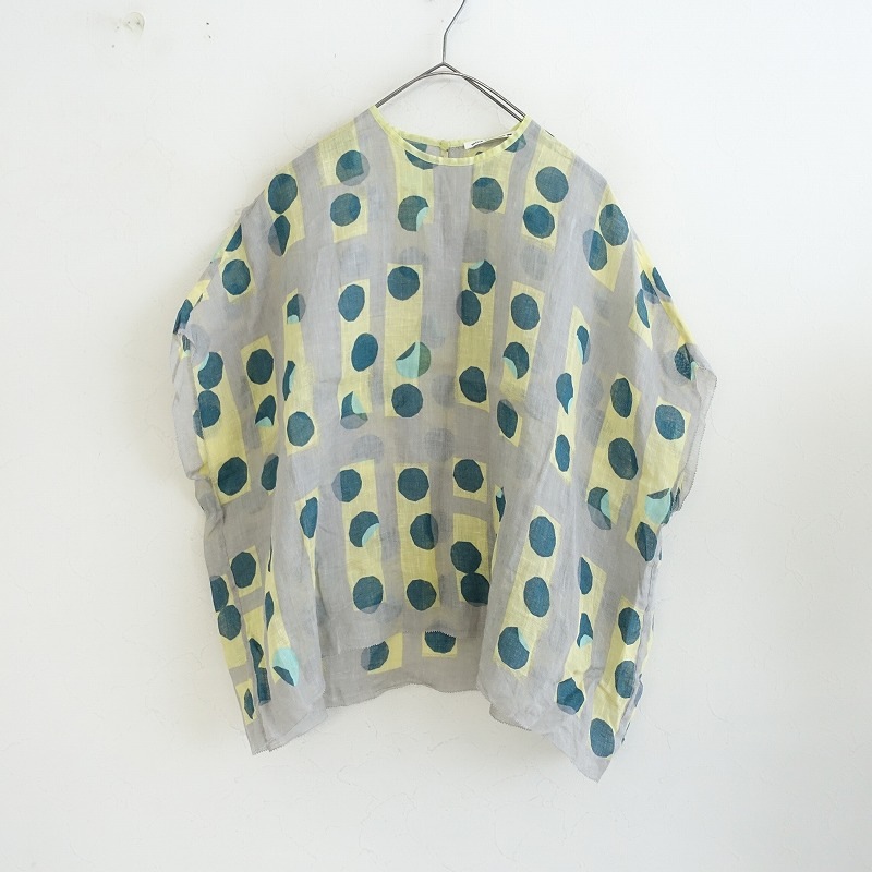 ミナペルホネン mina perhonen domino リネンプリントブラウス F (33