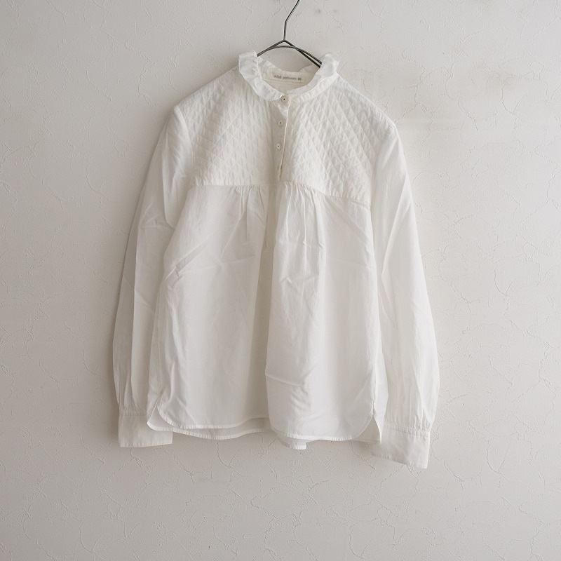 ミナペルホネンキルトブラウス長袖ネイビー38サイズ musik