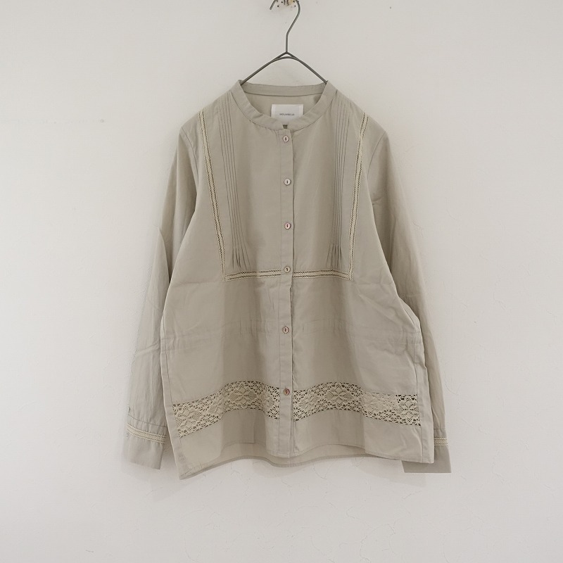 【30％OFF】 ミディウミソリッド MIDIUMISOLID コットンノーカラーピンタック トップス