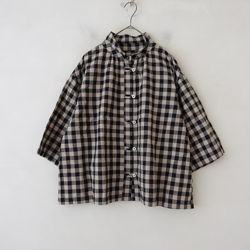 nest Robe アップサイクルリノギンガムシャツジャケット nest Robe アップサイクルリノギンガムシャツジャケット