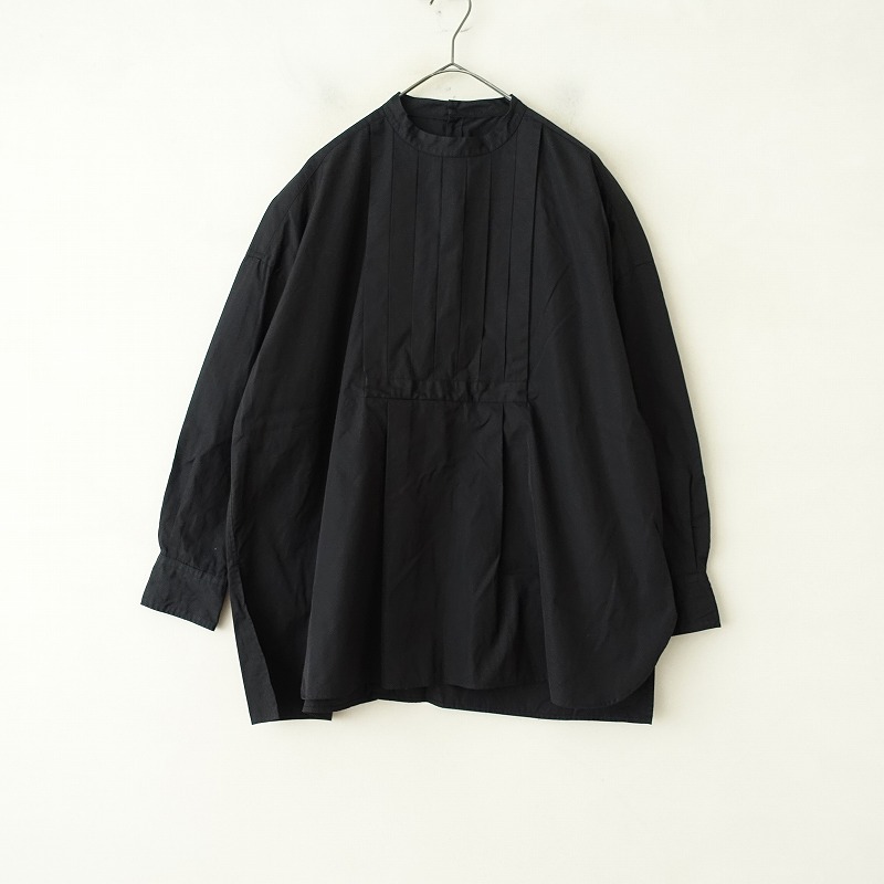 TOUJOURS トゥジュー ピンタック フレア ブラウス 1/チャコール トップス シャツ 長袖【2400011119155】 2023SS トゥジュー TOUJOURS コットンラミーピンタックブラウス 2