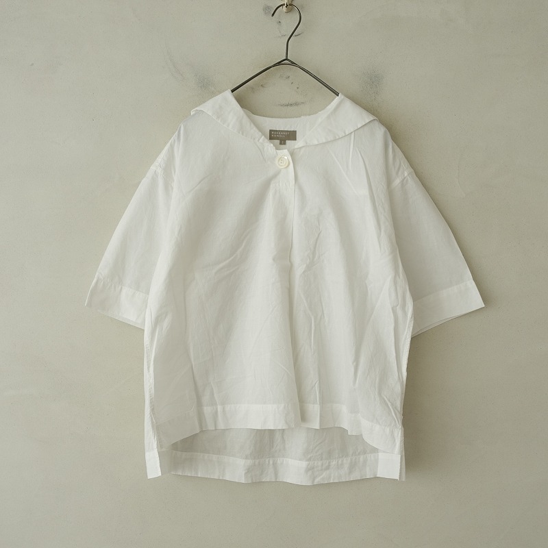 マーガレットハウエル セーラーカラーシャツ 四角襟 ブラウス 美品♪マーガレットハウエル セーラーカラーシャツ 四角襟
