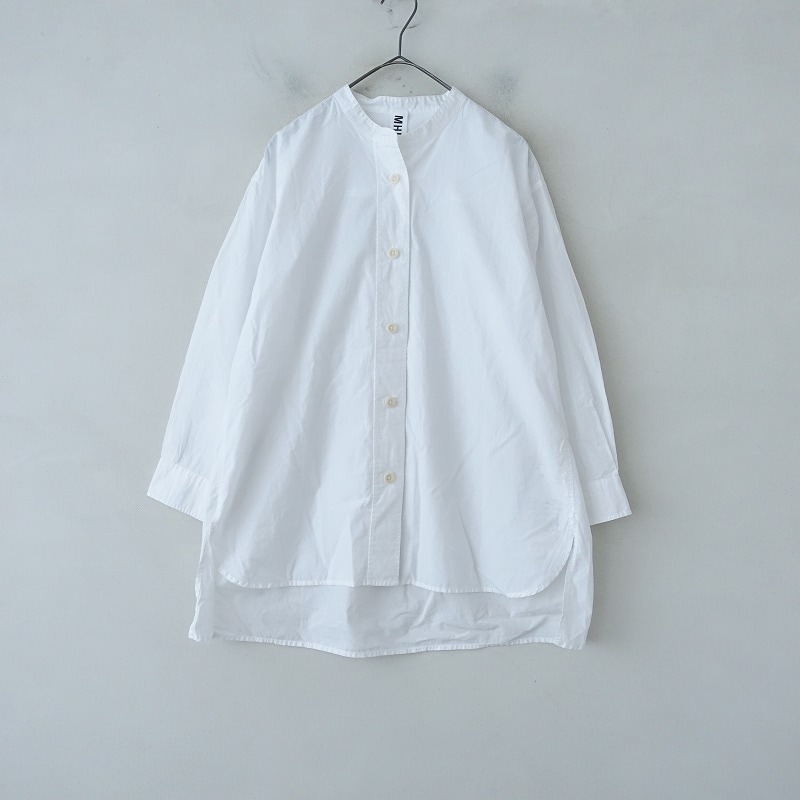 美品】 MHL. コットンリネン バンドカラー プルオーバー シャツ