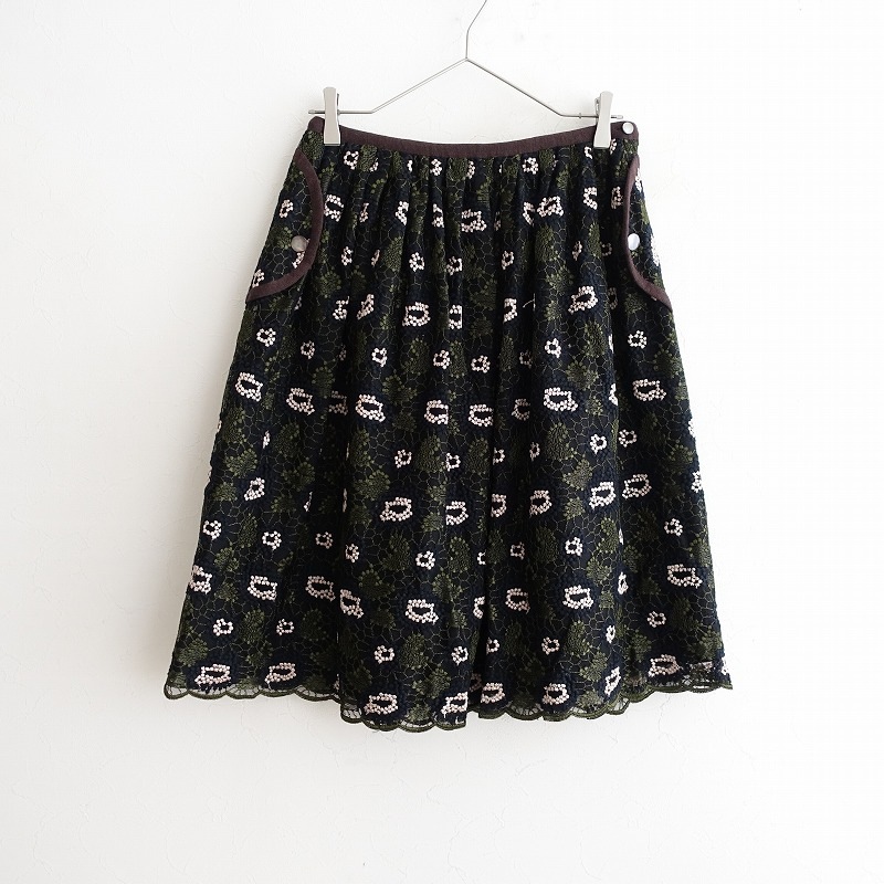 サリースコット スカート 7 新品タグ付き サリースコット 総柄 膝丈 フレアスカート