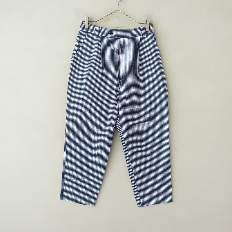 atelier naruse アトリエナルセ　ギンガムチェック　 パンツ　日本製 cotton soccer ~gingham check~ tapered pants - atelier naruse