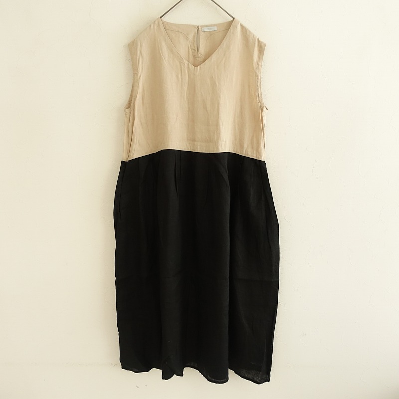 お値下げしました fog linen work リネン ノースリーブワンピース フォグリネンワーク fog linen work リネンバイカラー
