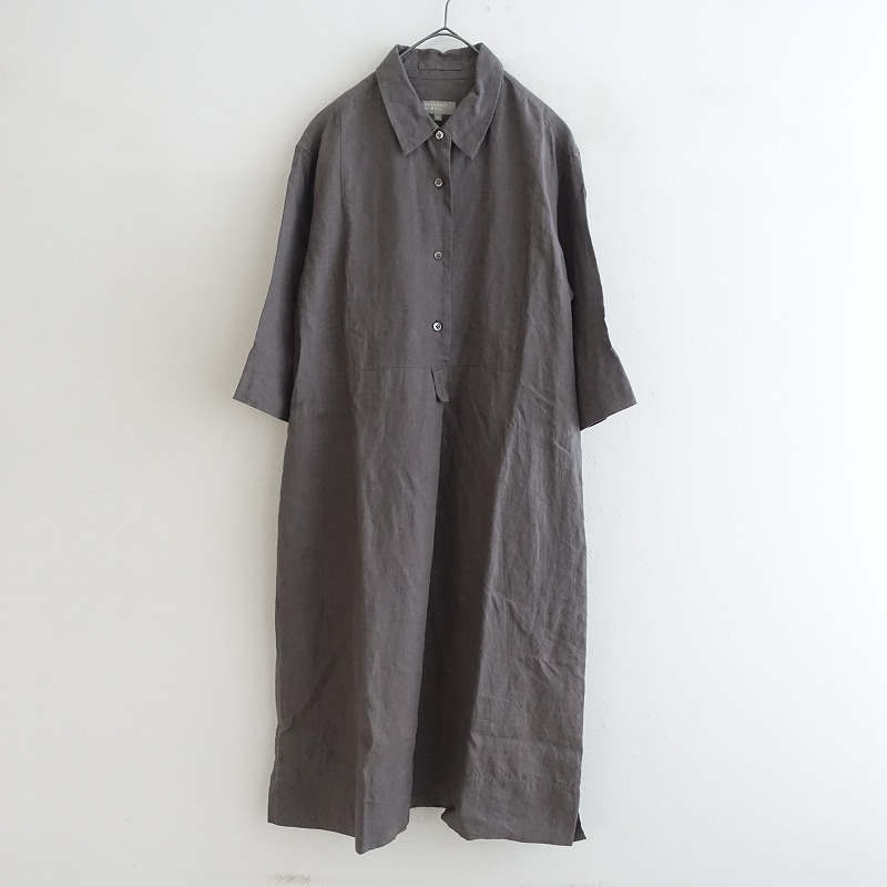 MARGARET HOWELL こげ茶色シャツワンピース　1サイズ MARGARET HOWELL 【2024/SS/定価6.3万】マーガレットハウエル