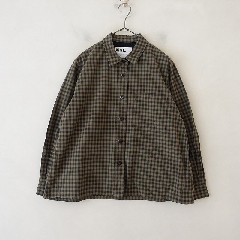 マーガレットハウエル MHL. ギンガムチェック コットンシャツ　M 美品 マーガレットハウエル MHL. コットンギンガムチェックシャツ 1