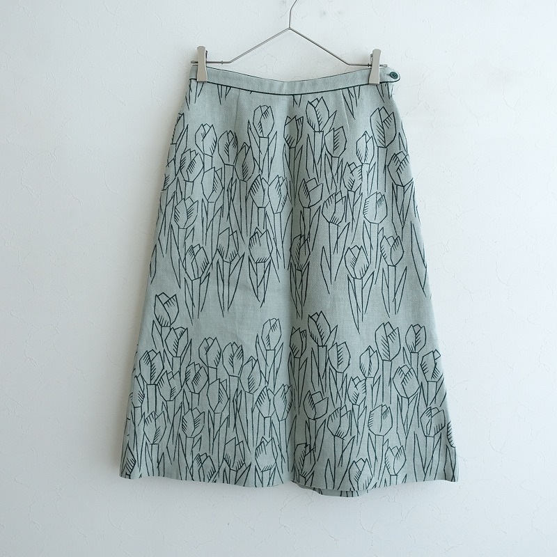 ミナペルホネン　★美品　Soda Water 白に水色のドットプリントスカート ミナペルホネン ☆美品 Soda Water 白に水色のドットプリント