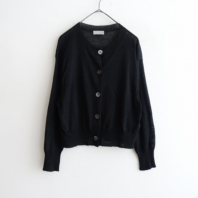 マーガレットハウエル 23SS リネン カーディガン 長袖 黒 Ⅱ 2023/定価3.3万】マーガレットハウエル MARGARET HOWELL FINE