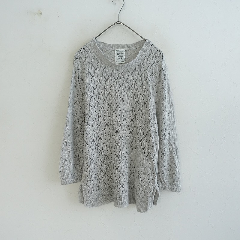 クロス＆クロス Cloth&Cross リネン透かし編みニットプル