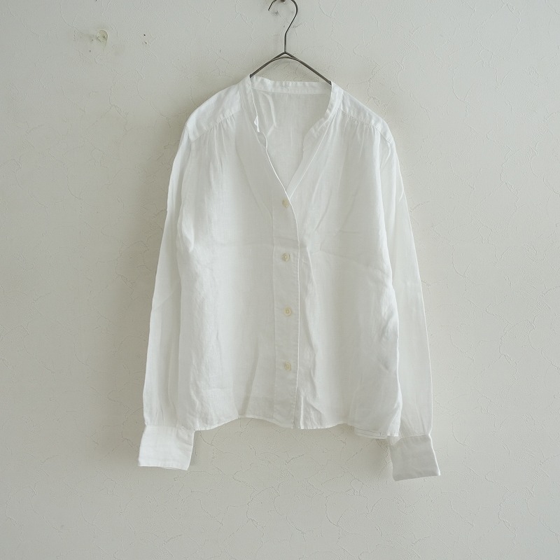 美品 マーガレットハウエル 春夏 リネン100% シャツ バンドカラー マーガレットハウエル MARGARET HOWELL リネンバンドカラー