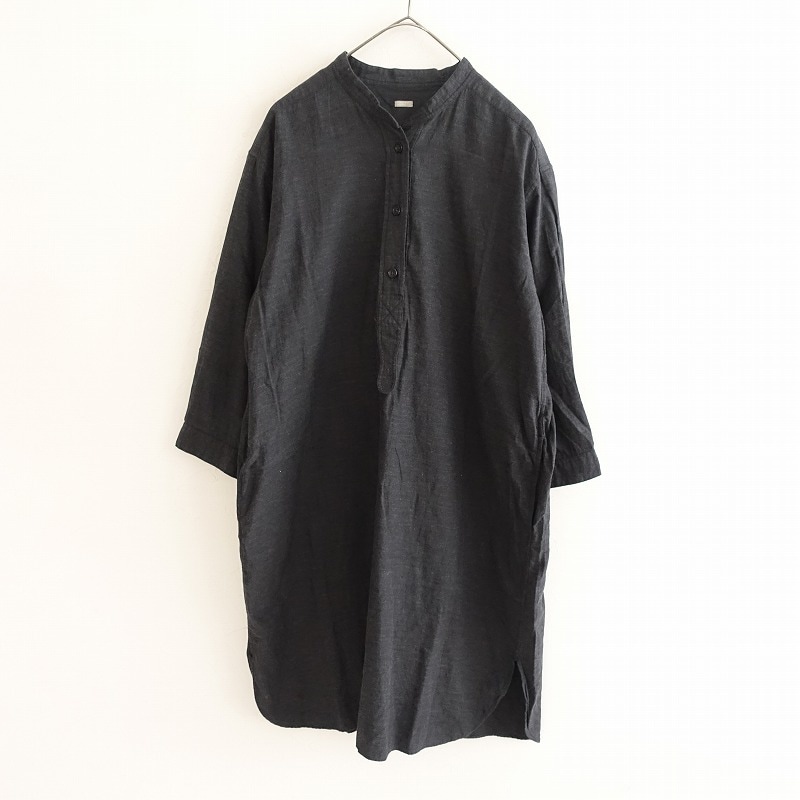 【希少】MARGARET HOWELL リネン バンドカラー S グレー 美品/定価3万】マーガレットハウエル MARGARET HOWELL リネン
